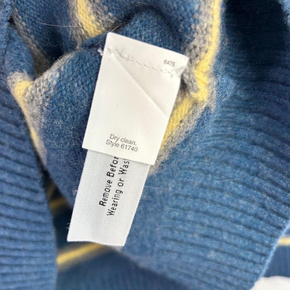J.crew MENS lambswool sweater large blue yellow striped 61740 comfy cabin - Picture 3 of 9